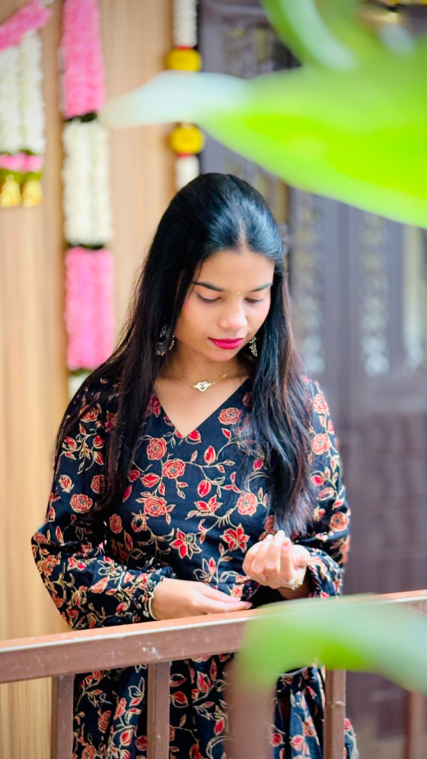 Preet Black Sleeves V neck Kurti