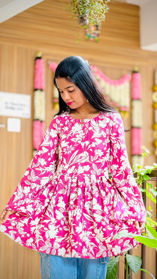 Heer Pink Frock Design kurti