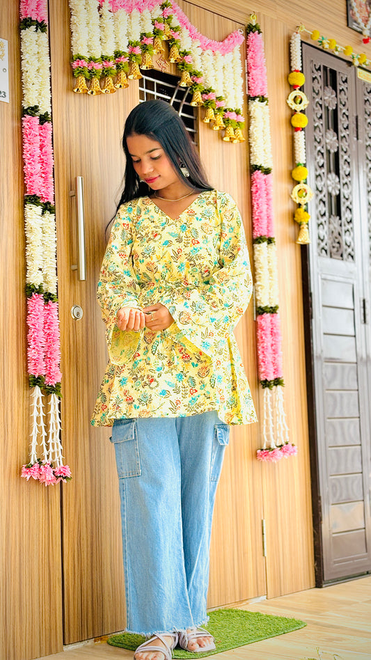 Noor Full Sleeves Cream Kurti